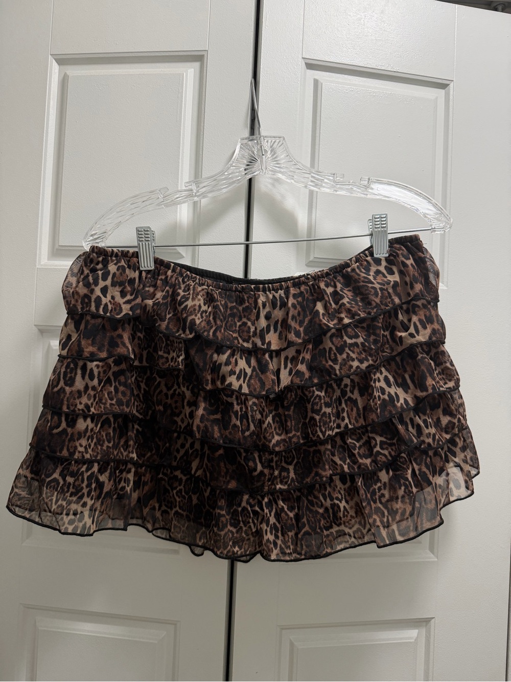 Fashion Nova Leopard Ruffle Tiered Mini Skirt - Brown/Black